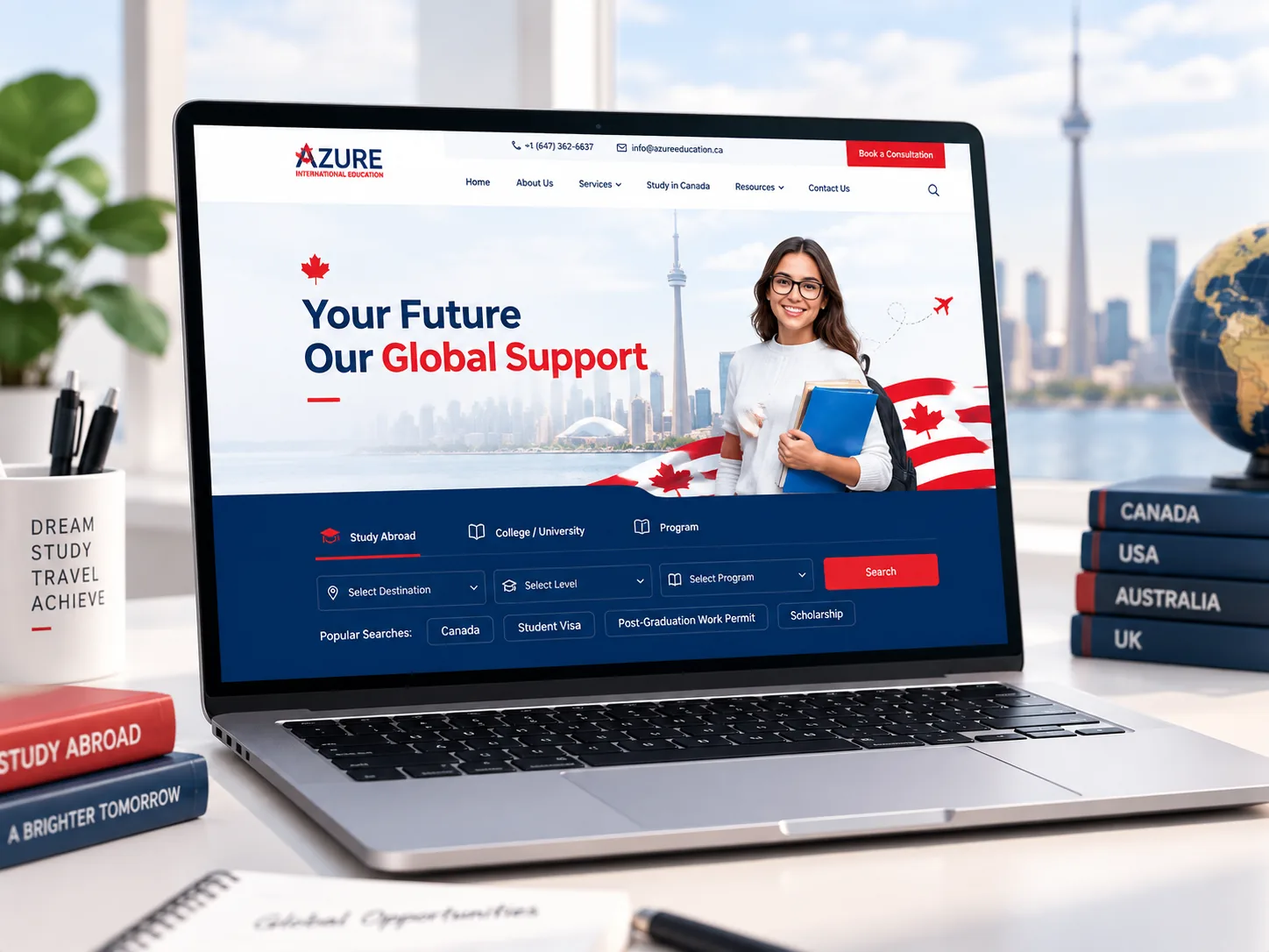 Azure International Education study abroad and overseas education consultant website