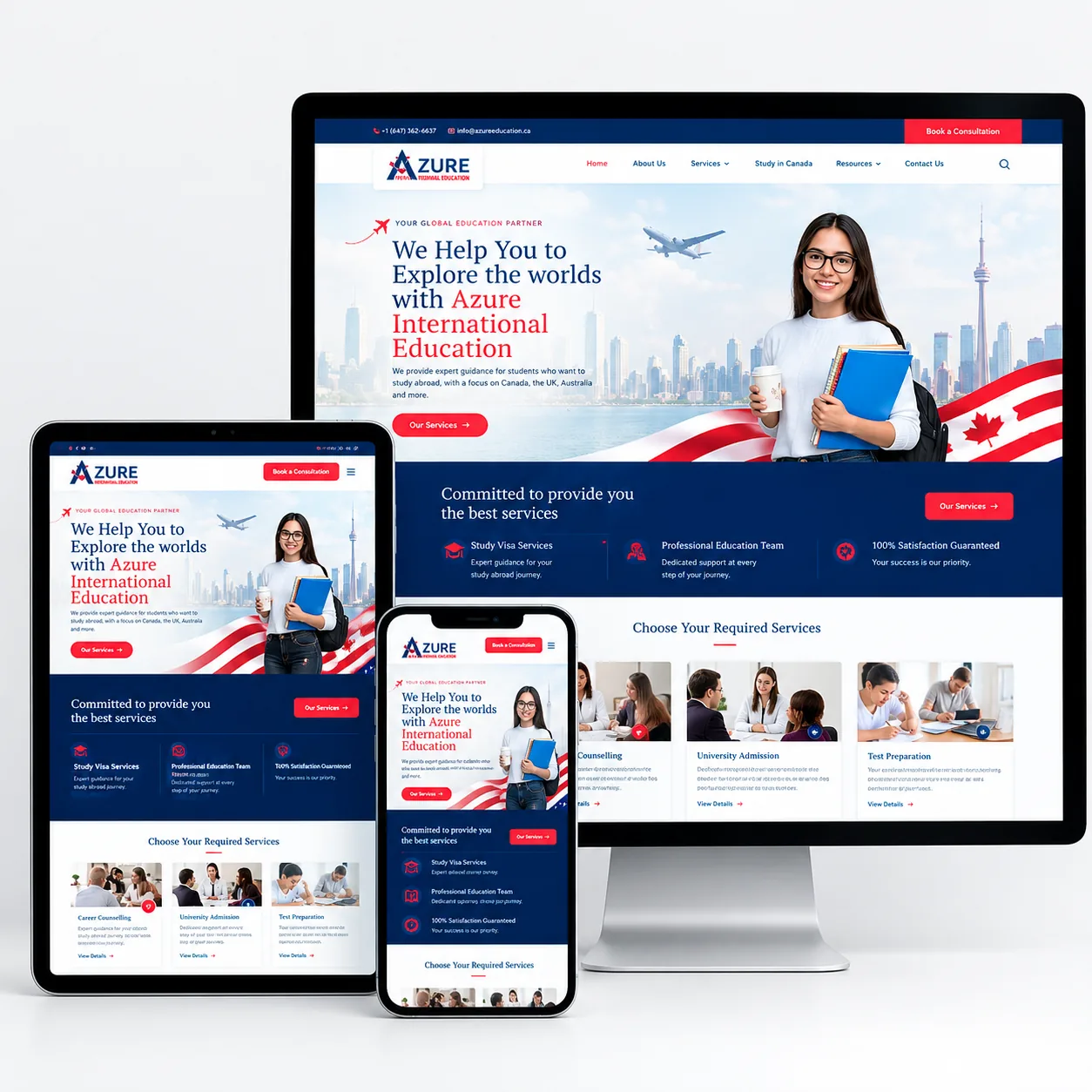Azure International Education restaurant website design and development