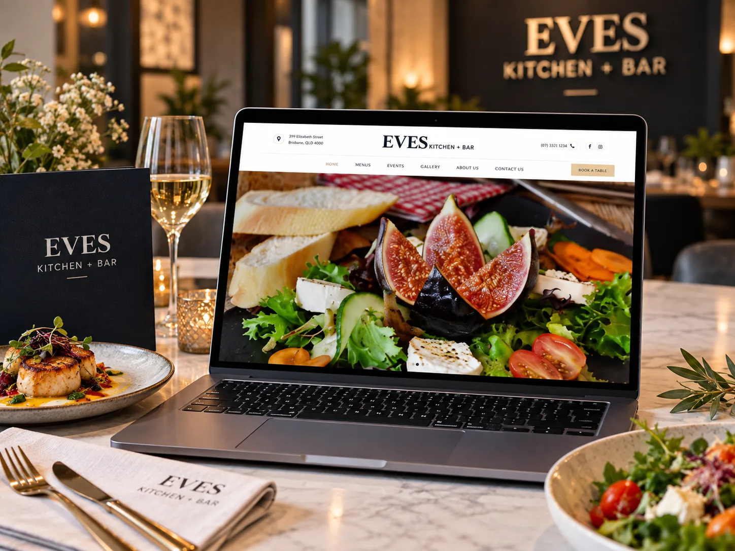 Eve’s Kitchen + Bar restaurant website design in Fairmont Hot Springs BC