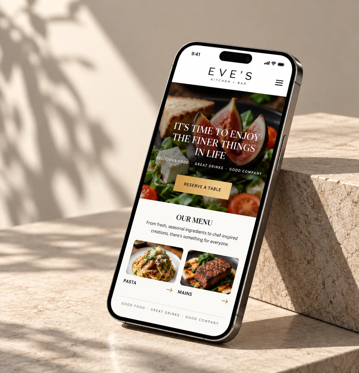 Eve’s Kitchen + Bar website for Fairmont Hot Springs restaurant