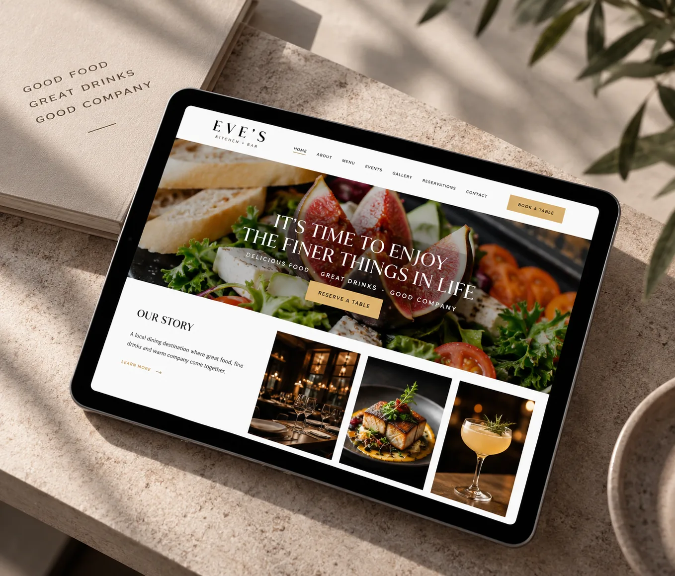 Eve’s Kitchen + Bar restaurant website design and development